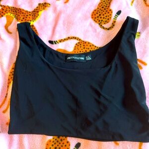 Prettylittlething black basic micro crop bra top size 2 stretchy sleeveless